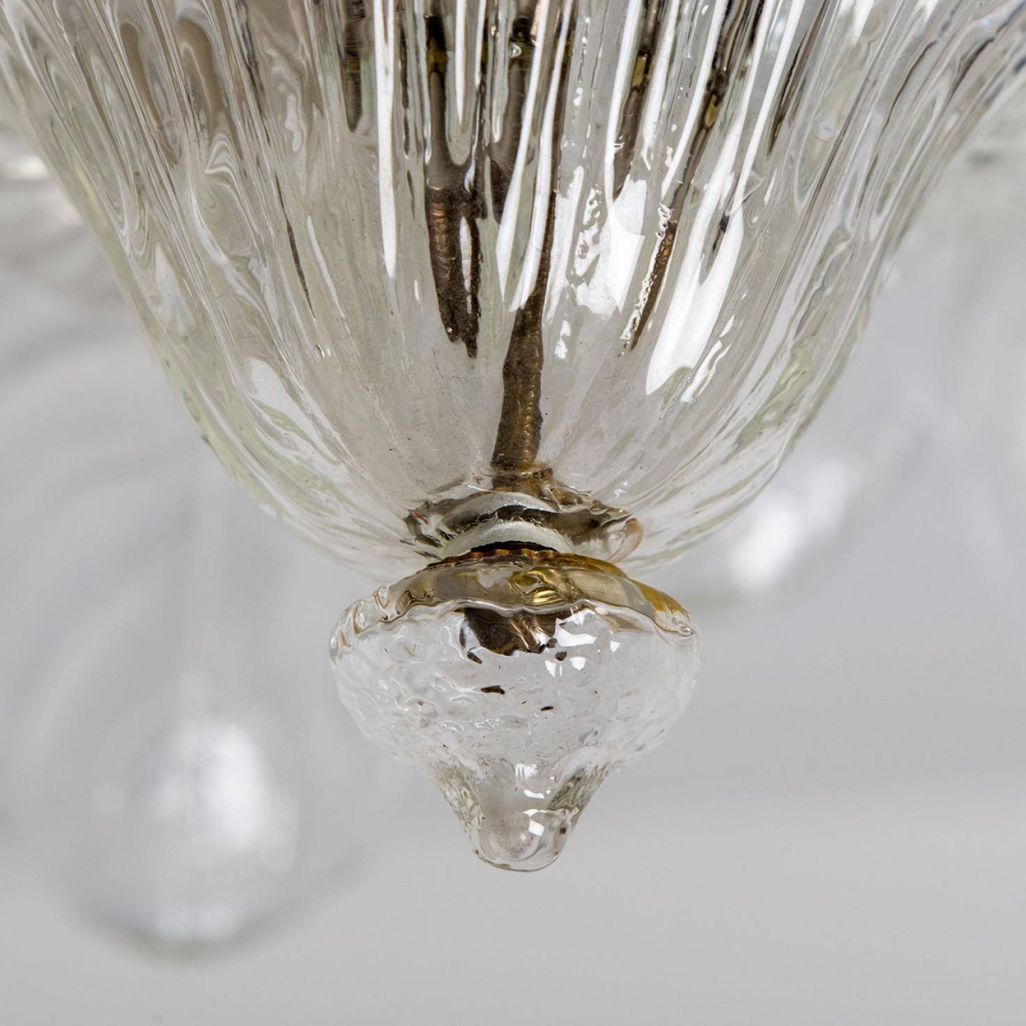 Mid-20th Century Large Flush Mount Clear Murano Glass by Barovier & Toso, Italy, 1960