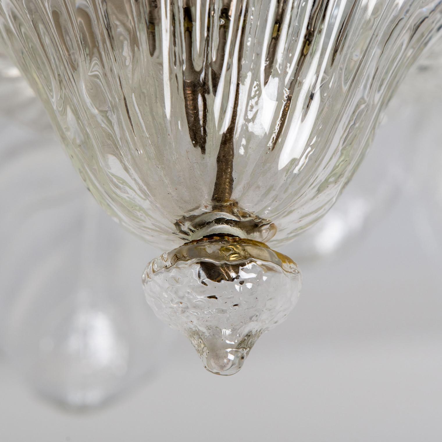 Mid-20th Century Large Flush Mount Clear Murano Glass by Barovier & Toso, Italy, 1960