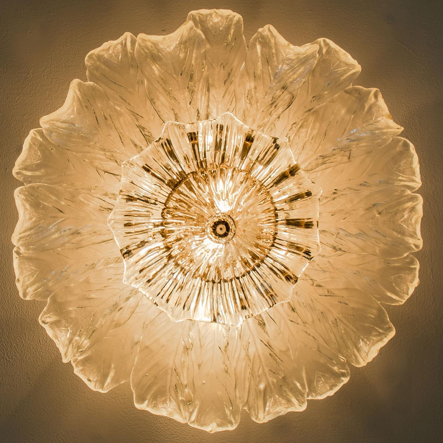 Large Flush Mount Clear Murano Glass by Barovier & Toso, Italy, 1960 1
