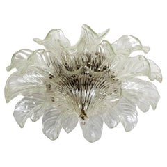 Large Flush Mount Clear Murano Glass by Barovier & Toso, Italy, 1960