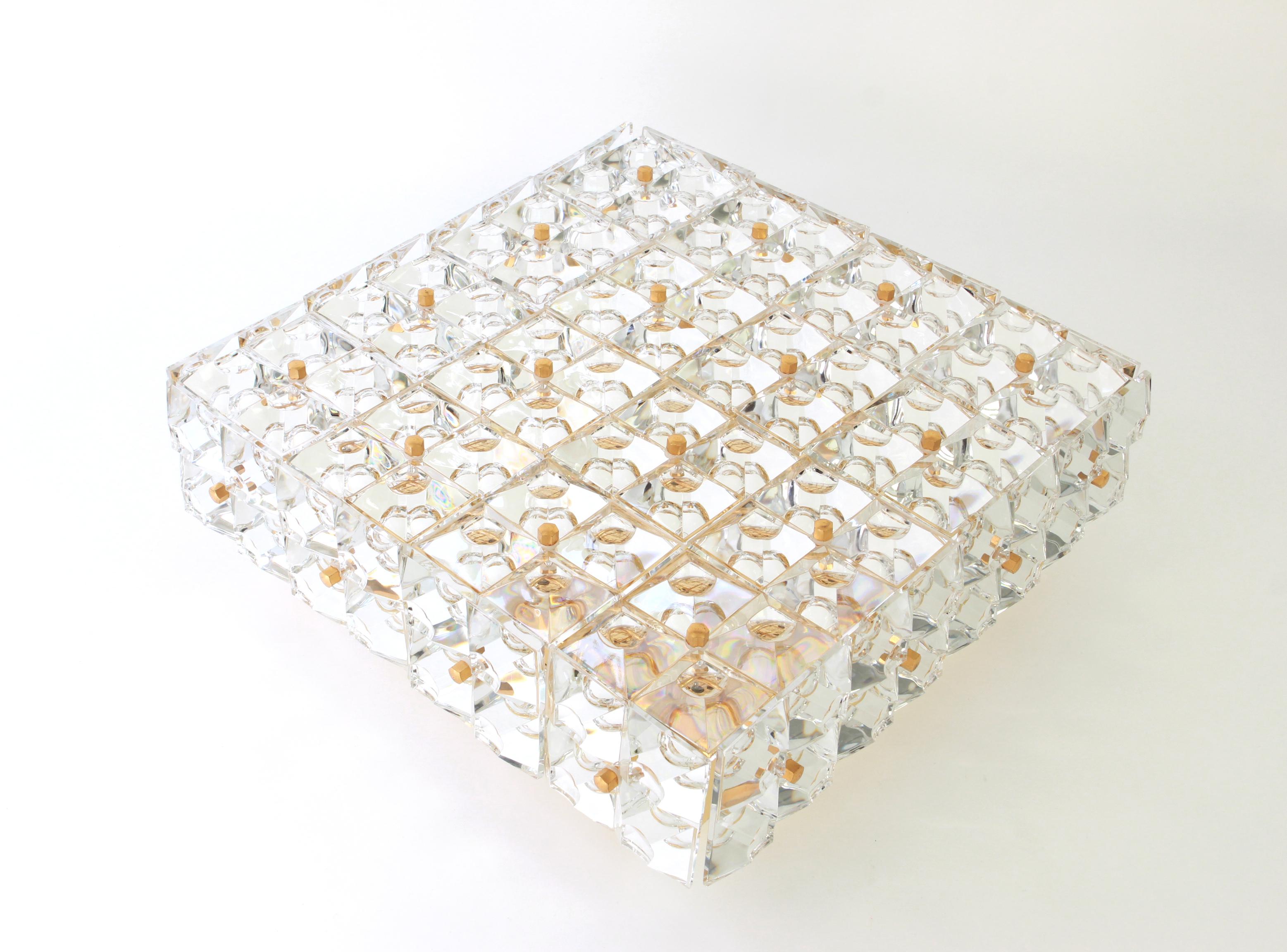 Large Flushmount Faceted Crystal Light Fixture by Kinkeldey, Germany, 1970s For Sale 10