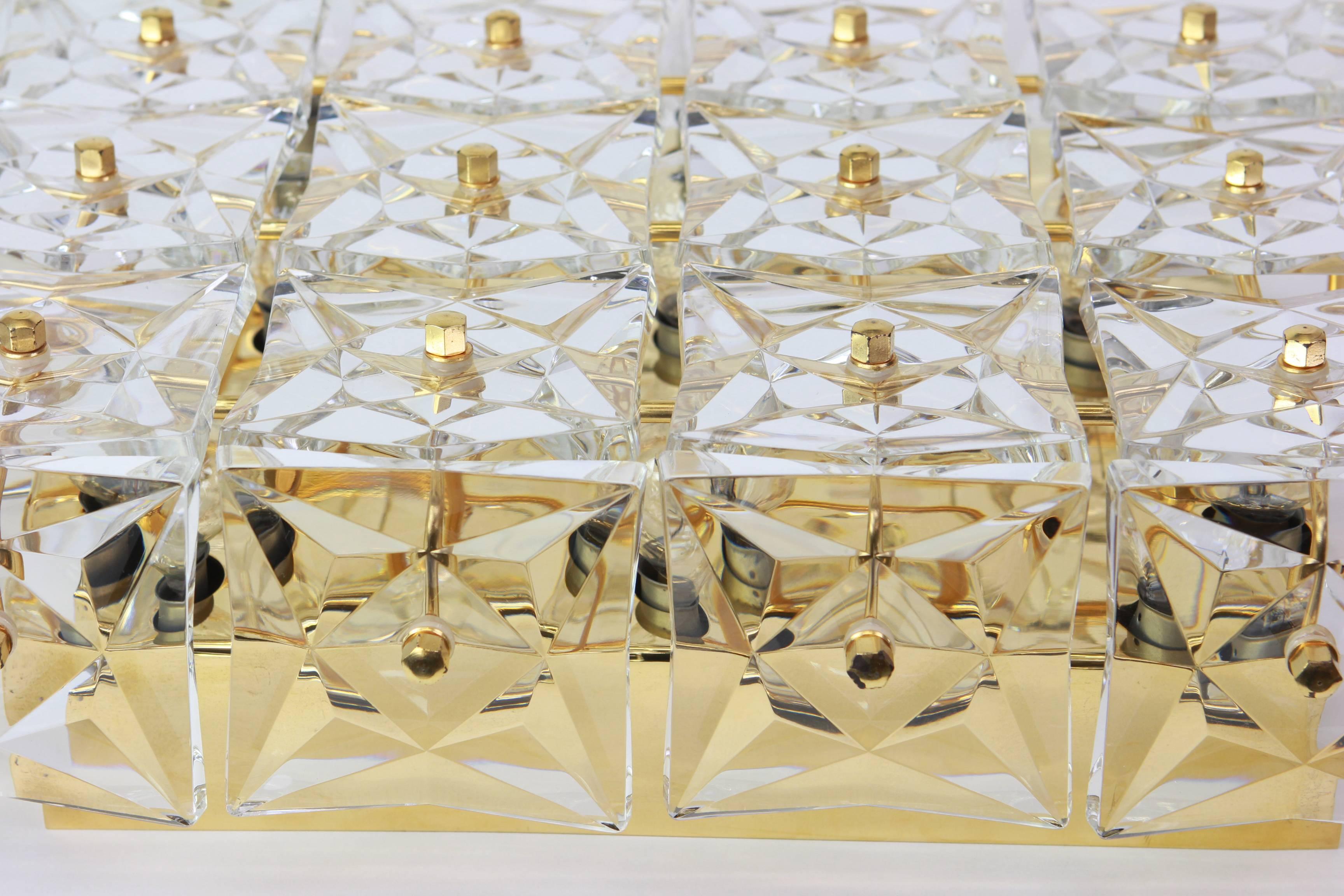 Large Flushmount Faceted Crystal Light Fixture by Kinkeldey, Germany, 1970s In Good Condition For Sale In Aachen, NRW