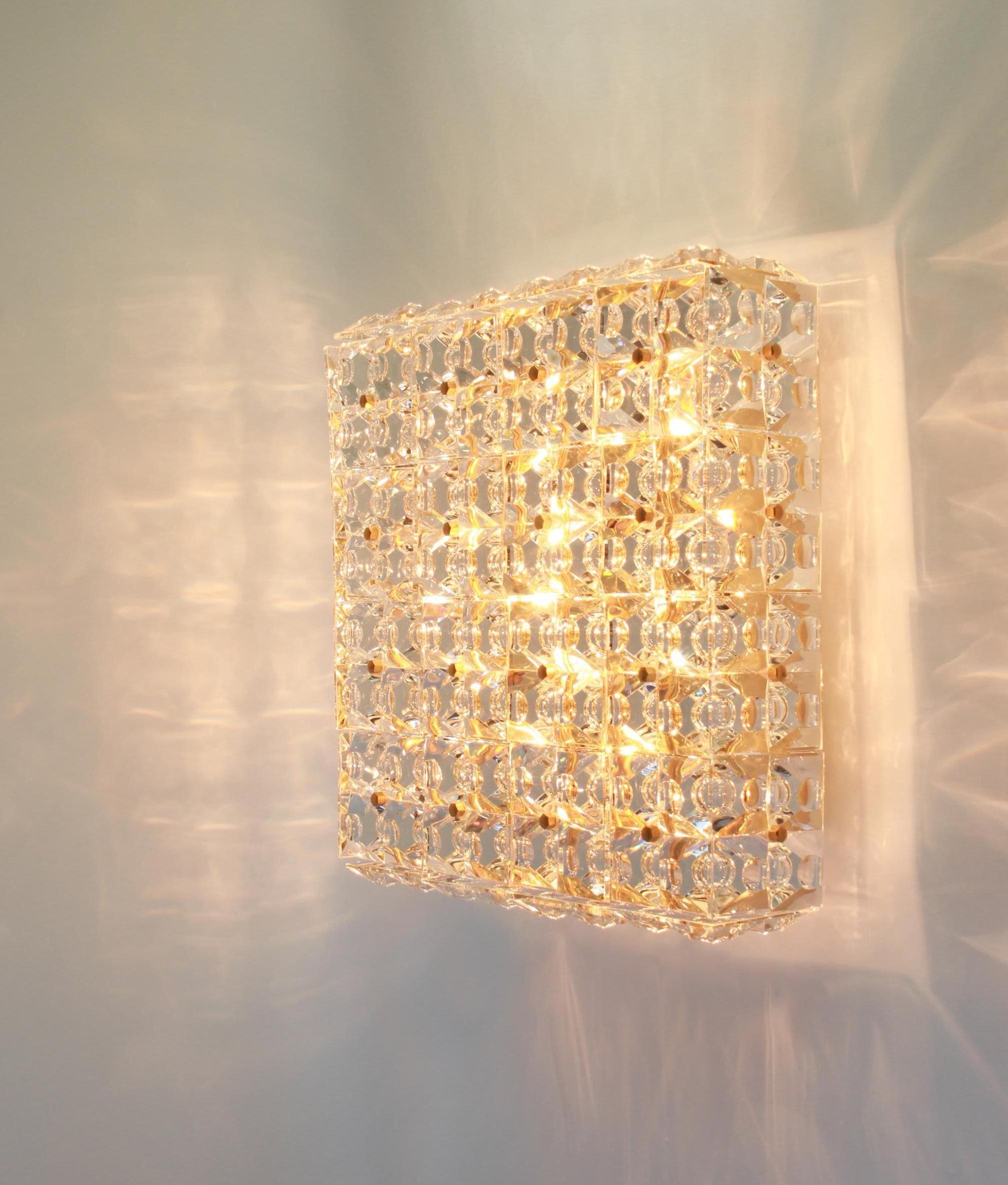 Large Flushmount Faceted Crystal Light Fixture by Kinkeldey, Germany, 1970s For Sale 2