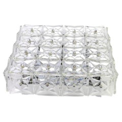 Large Flush Mount Faceted Crystal Light Fixture by Kinkeldey, Germany, 1970s