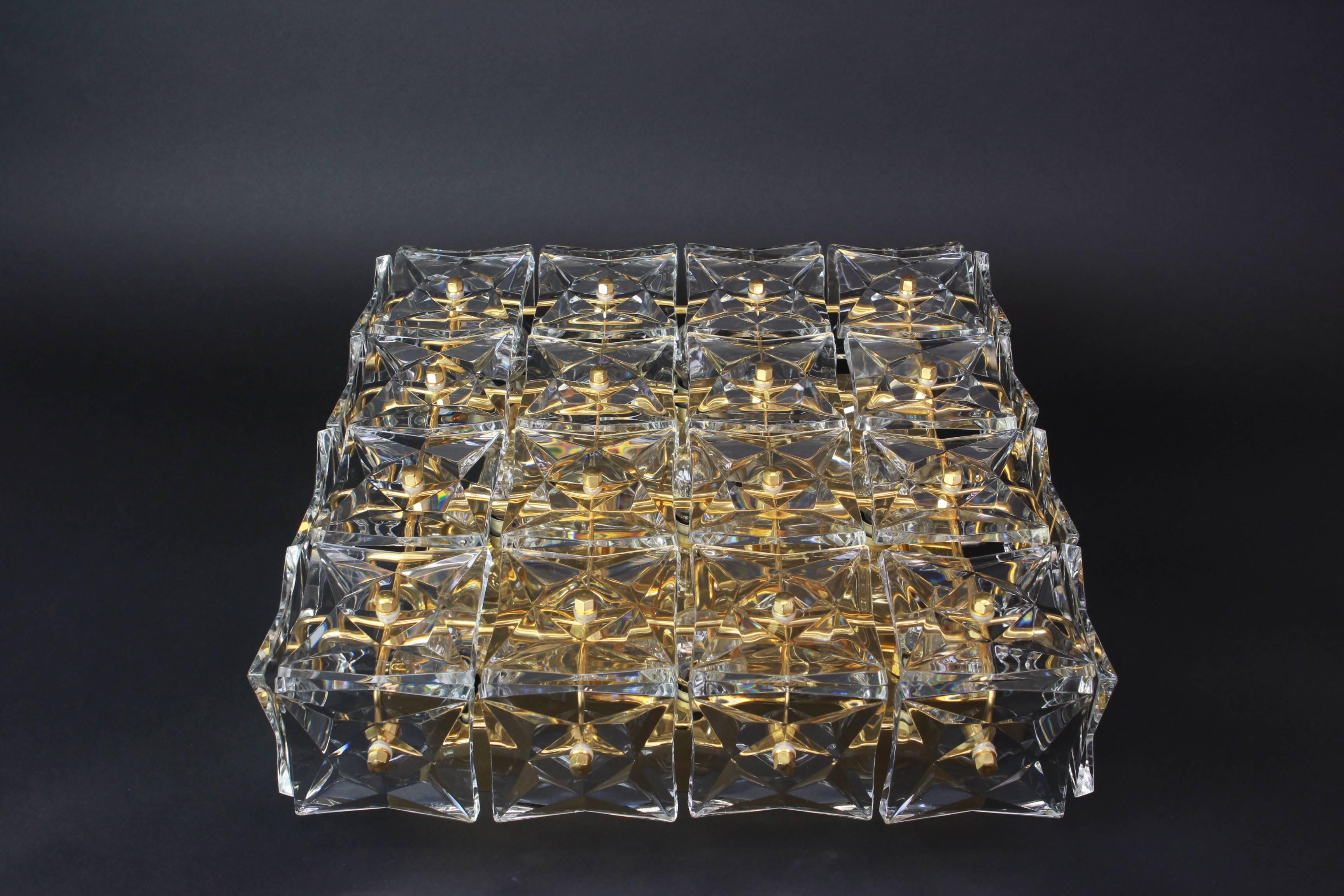 Large Flush Mount Faceted Crystal Light Fixture by Kinkeldey, Germany, 1970s 1