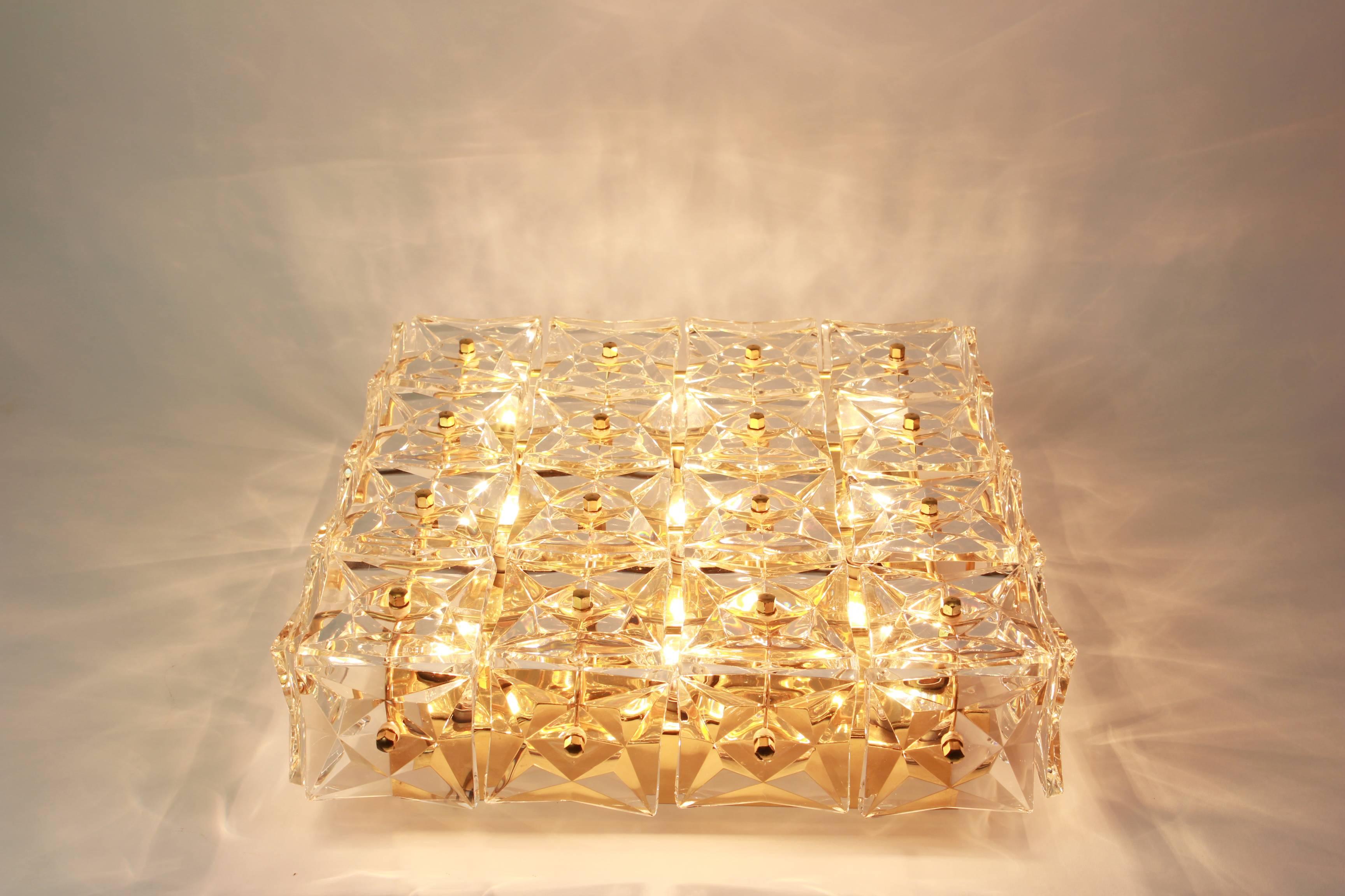 Large Flush Mount Faceted Crystal Light Fixture by Kinkeldey, Germany, 1970s 2