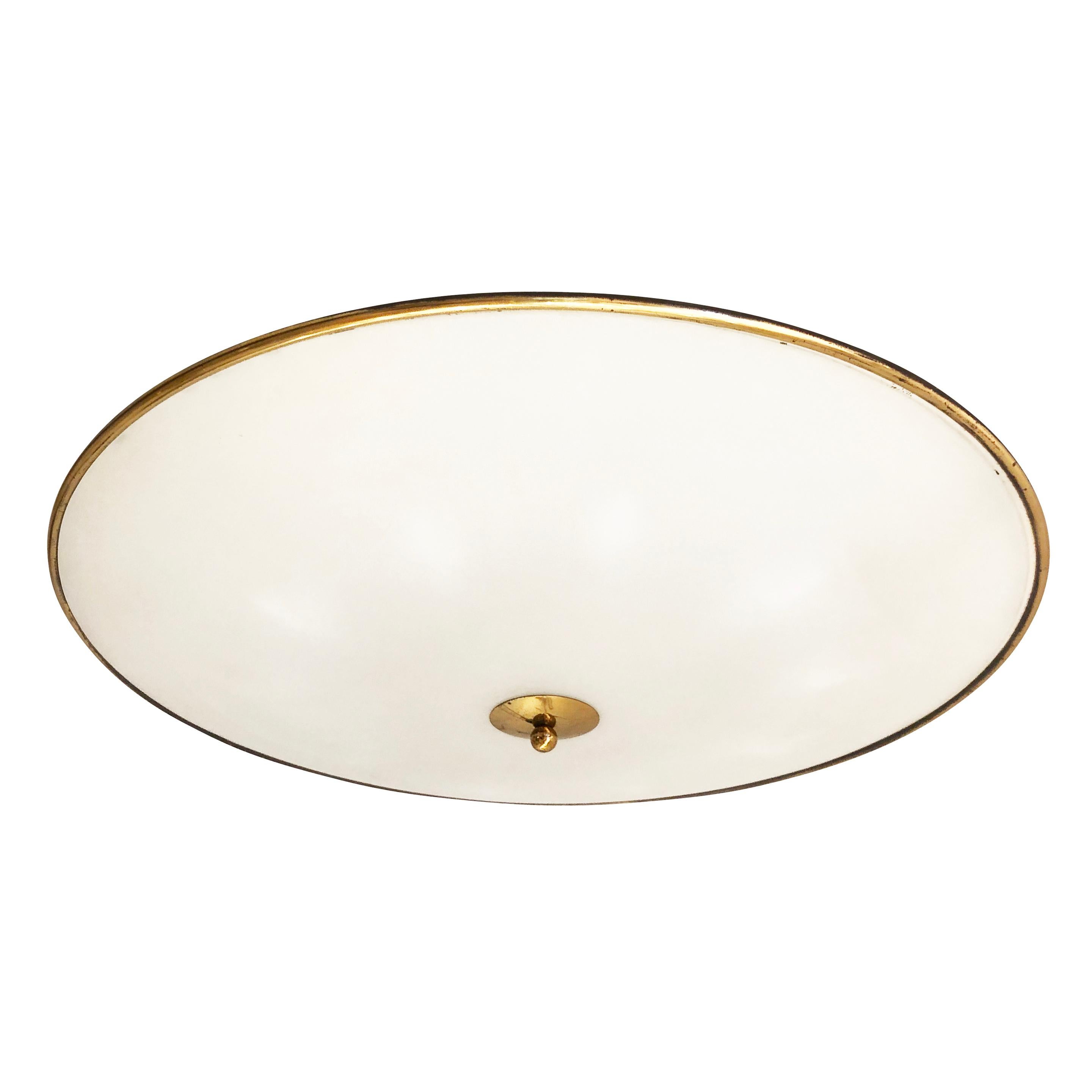 Mid-Century Modern Large Flushmount Fixture Attributed to Pietro Chiesa, Italy, 1940s
