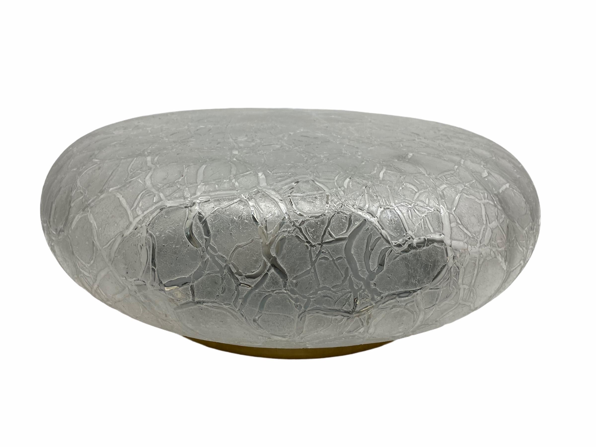 Mid-20th Century Large Flush Mount frosted Ice Pattern Glass, made by Doria Leuchten Germany For Sale