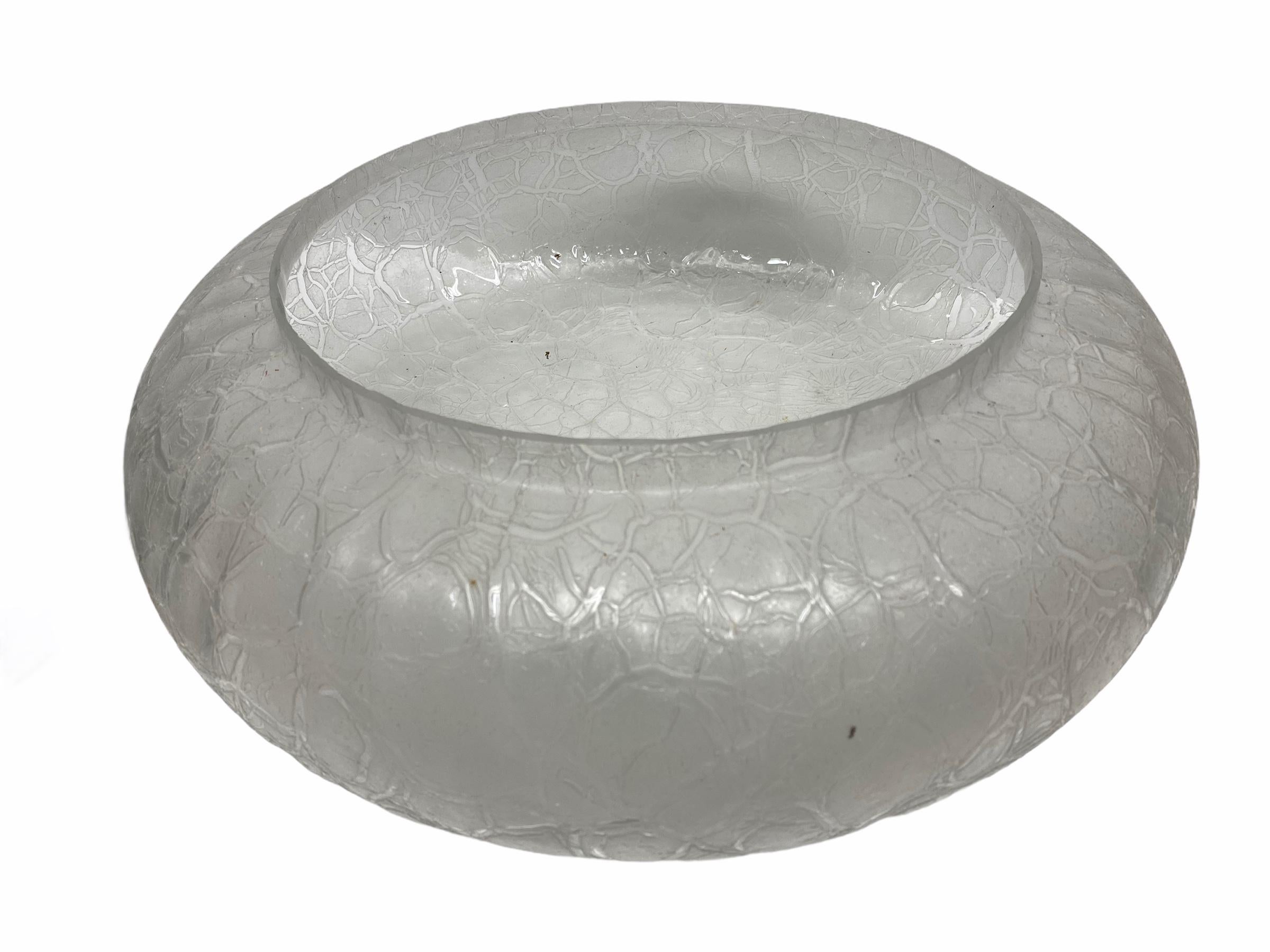 Large Flush Mount frosted Ice Pattern Glass, made by Doria Leuchten Germany For Sale 1