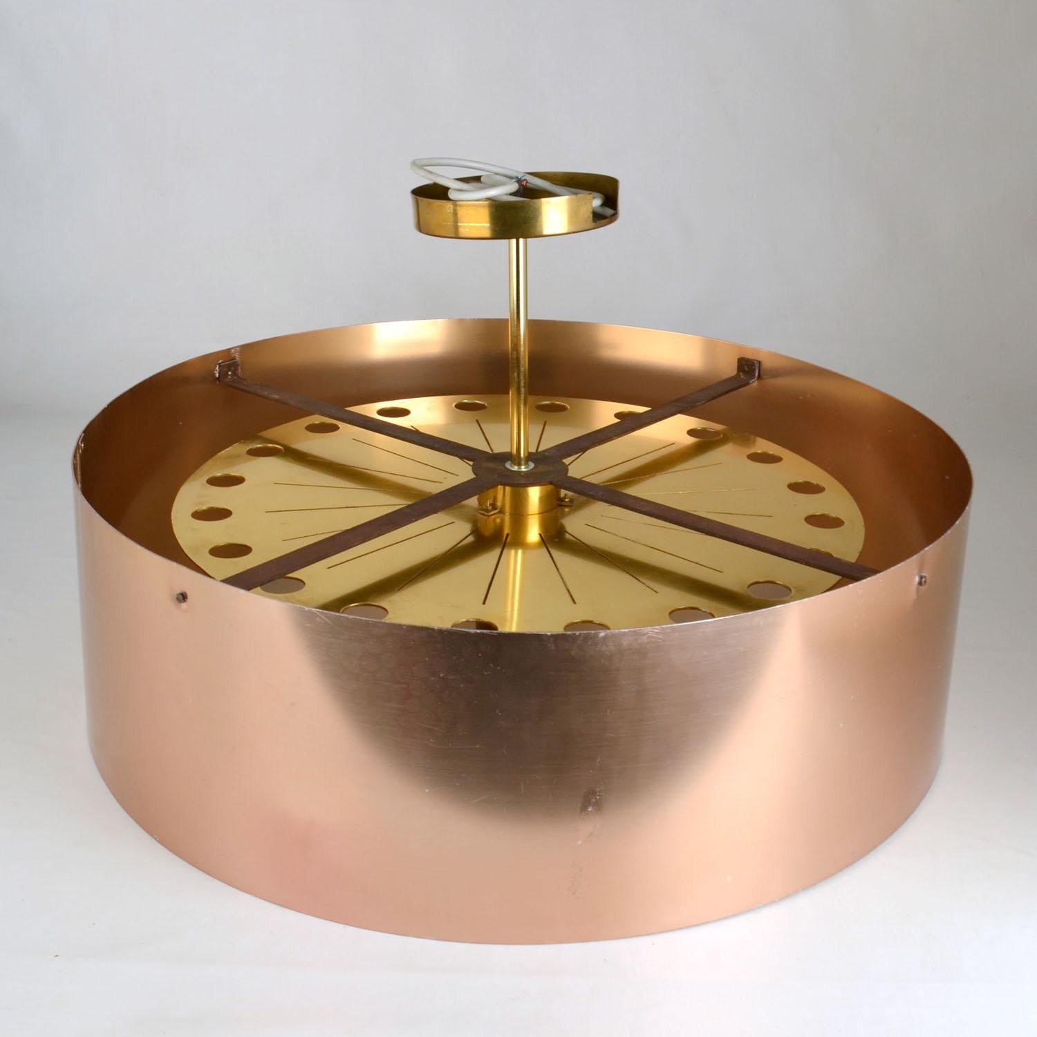 Belga Lampada ad incasso grande in ottone e rame come un fiore in vendita