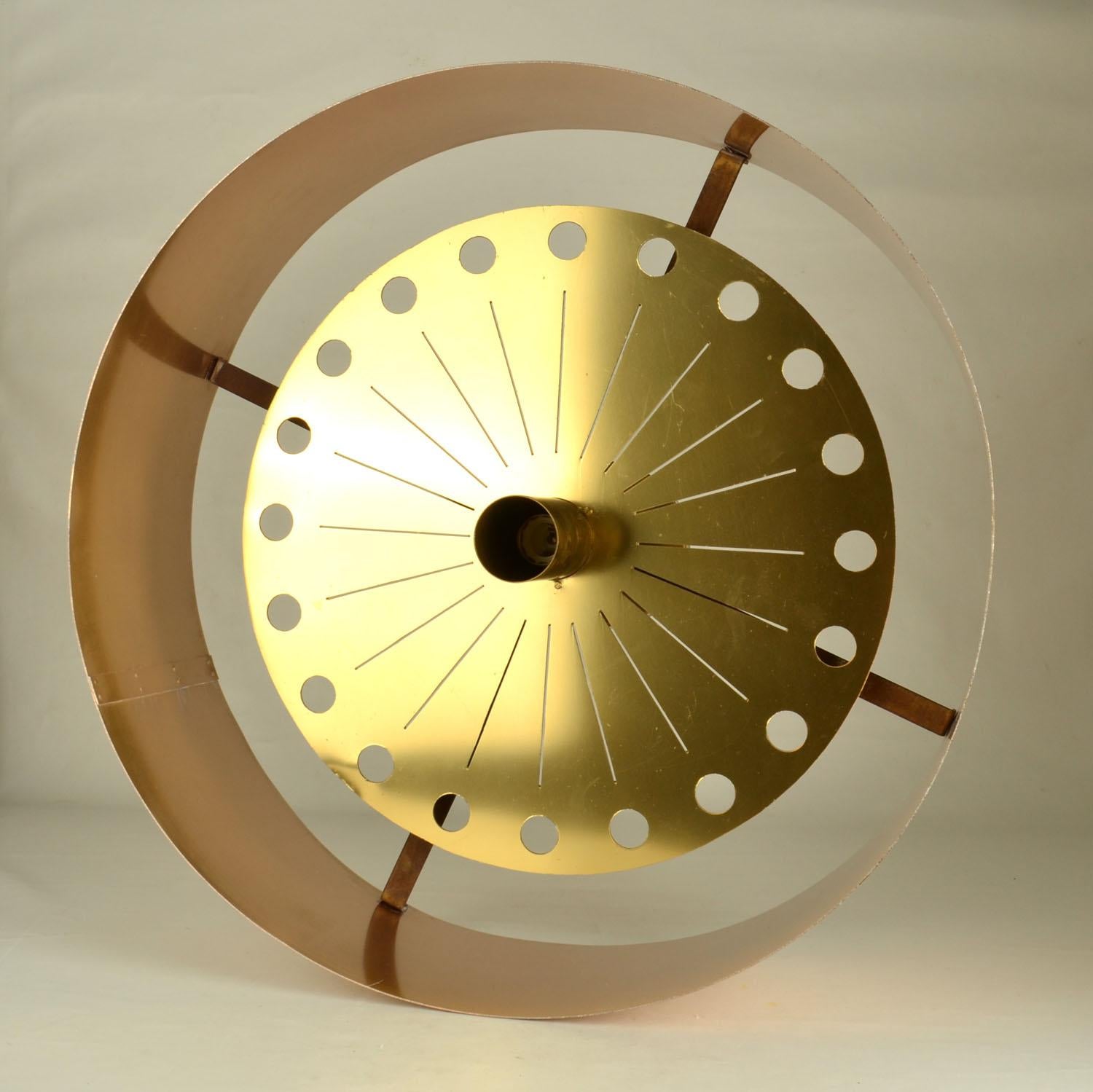 Fine XX secolo Lampada ad incasso grande in ottone e rame come un fiore in vendita