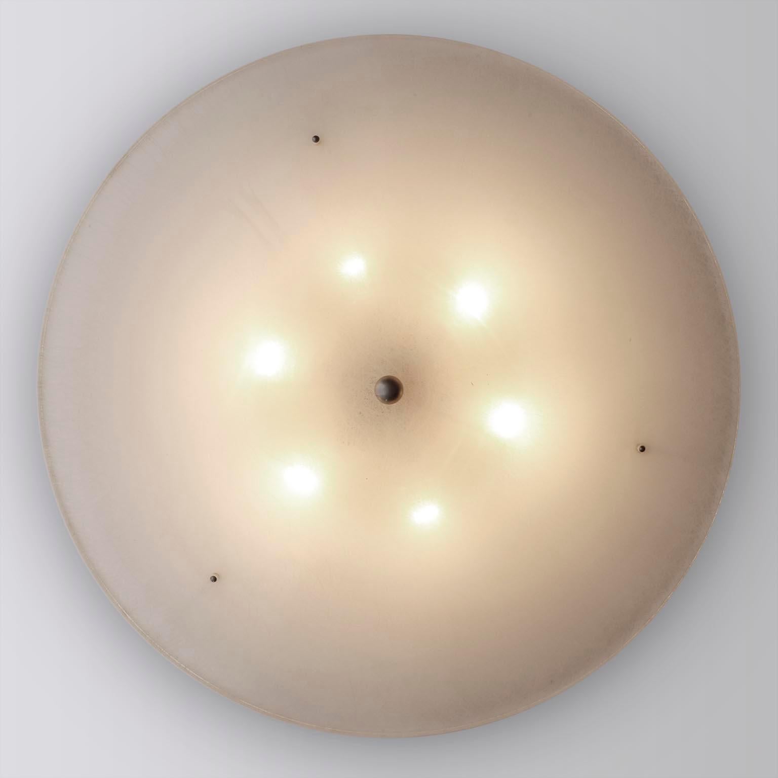 Metallo Grande lampada ad incasso, plexiglass, vetro acrilico, Italia, anni '70 in vendita