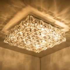 Large Flush Mount Lights by Kinkeldey, Nickel Crystal Glass, 1970