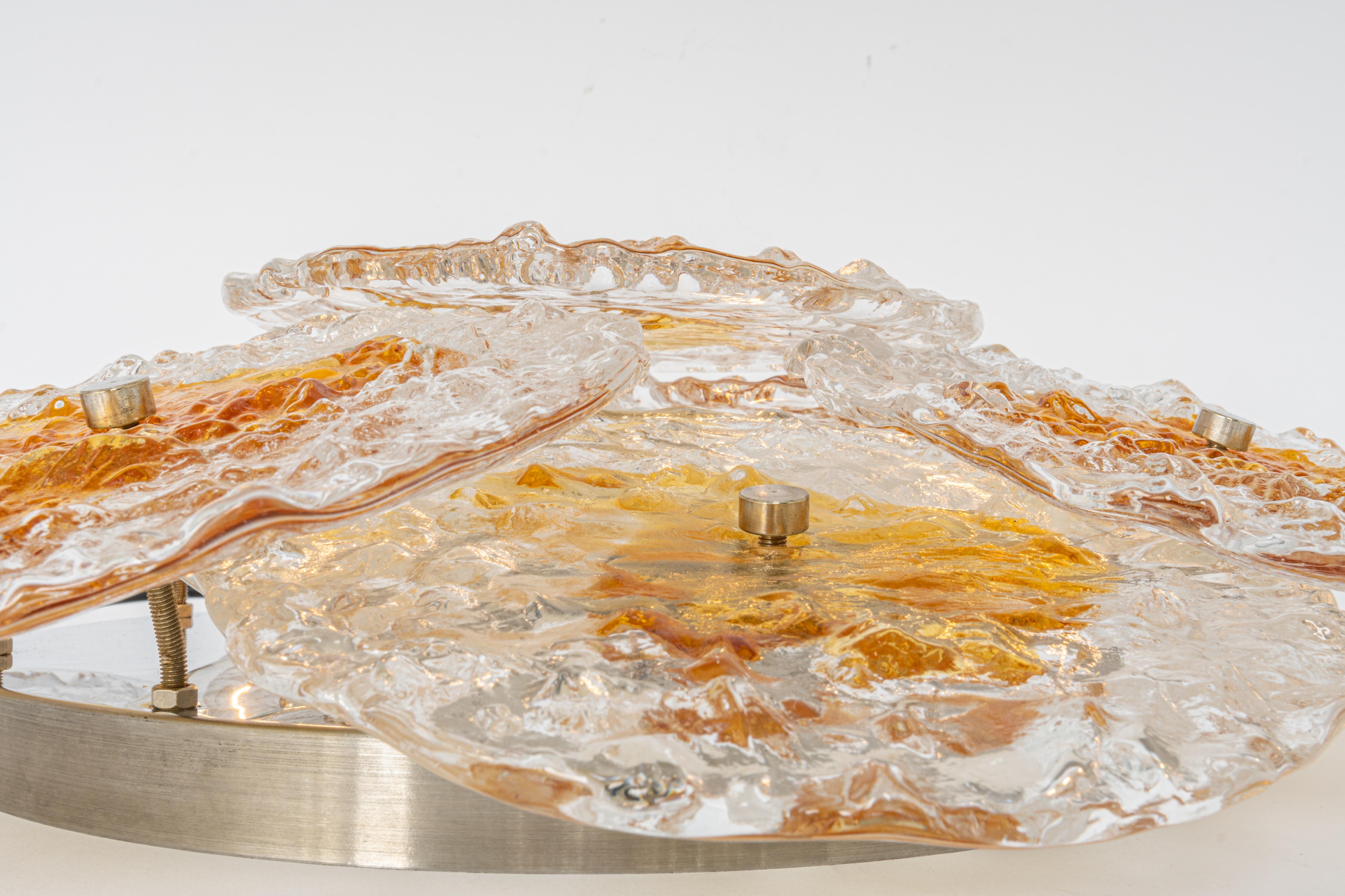 Mid-20th Century Large Flush Mount Murano Glass Designed by Carlo Nason, Italy, 1970s For Sale