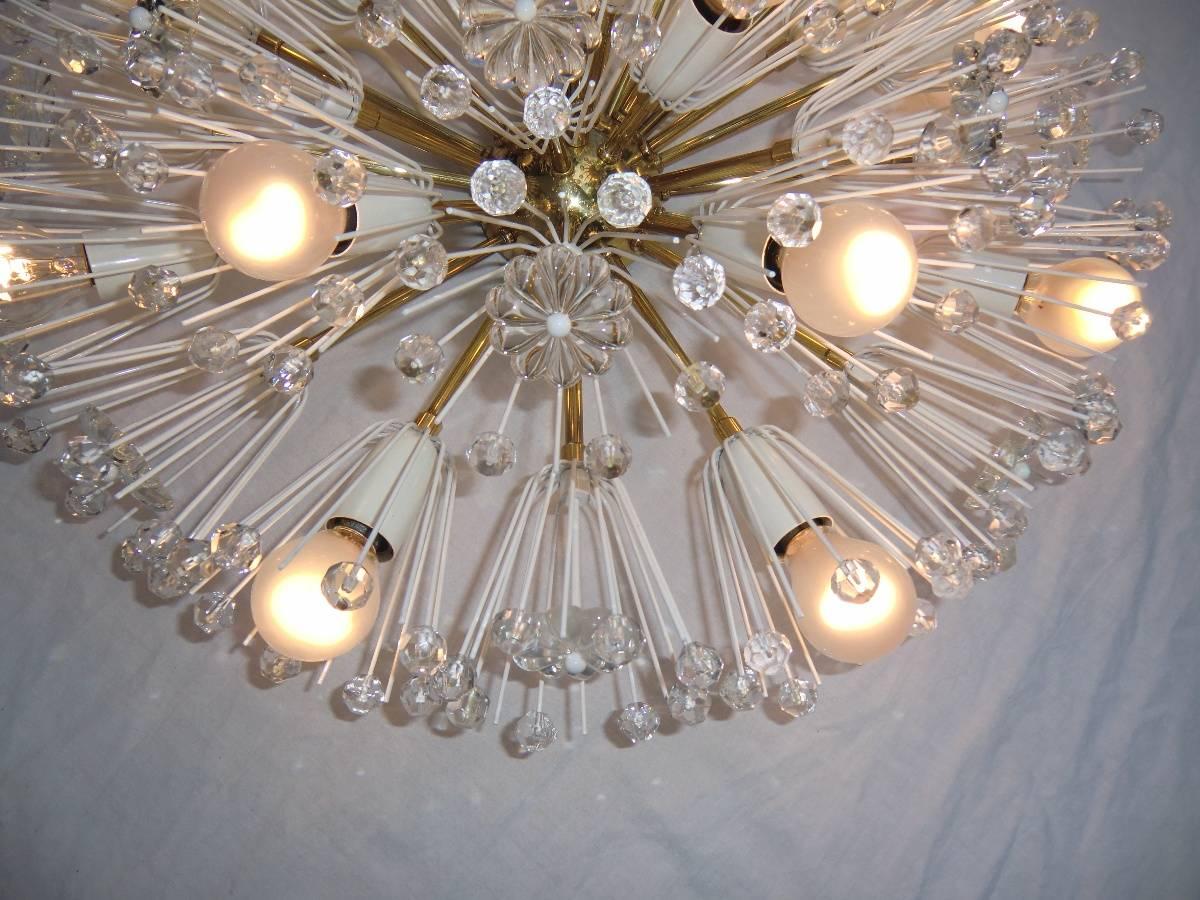 Mid-Century Modern Large Flush Mount Sputnik Chandelier Emil Stejnar For Sale