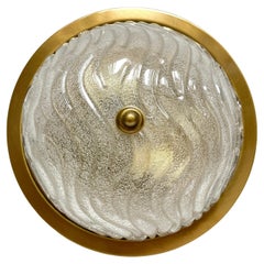 Large Flush Mount Wave Glass and Brushed Burnished Metal, by Fischer Leuchten