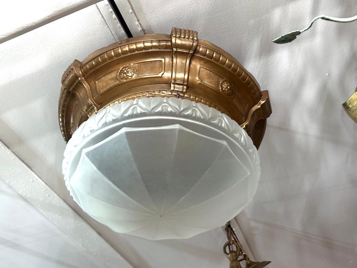 Early 20th Century Large Flush Mounted Light Fixture For Sale