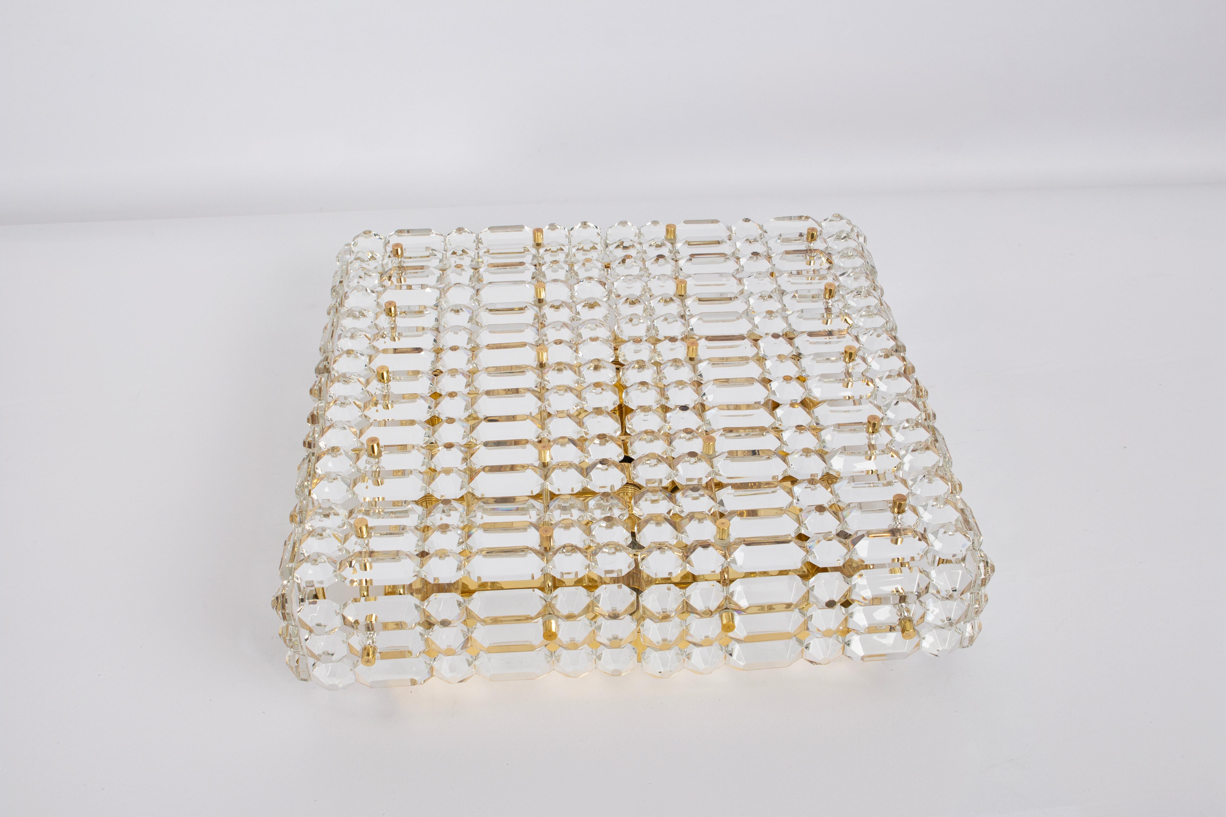 Large Flushmount Faceted Crystal Light Fixture by Kinkeldey , Germany, 1960s For Sale 5