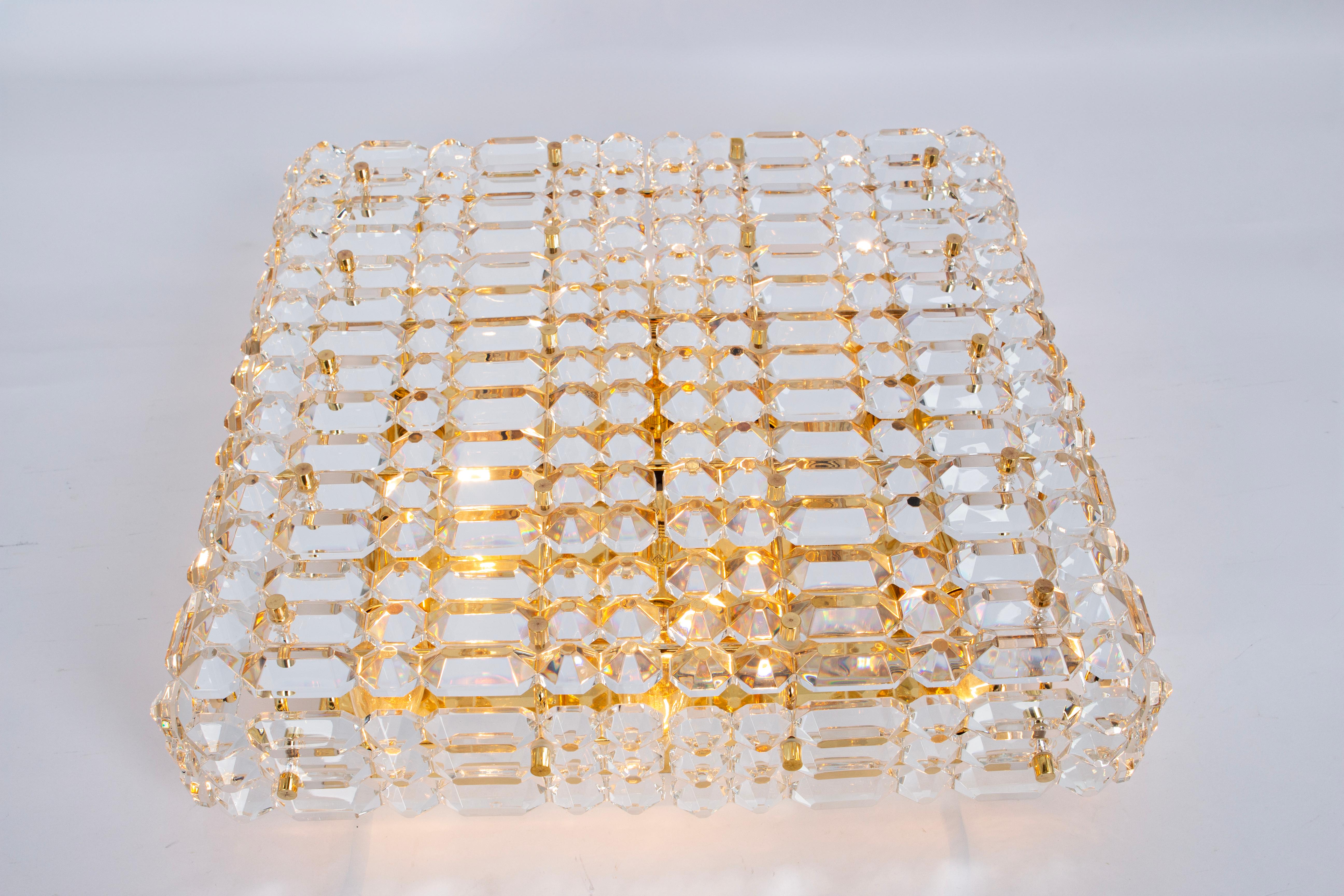 Large Flushmount Faceted Crystal Light Fixture by Kinkeldey , Germany, 1960s For Sale 1