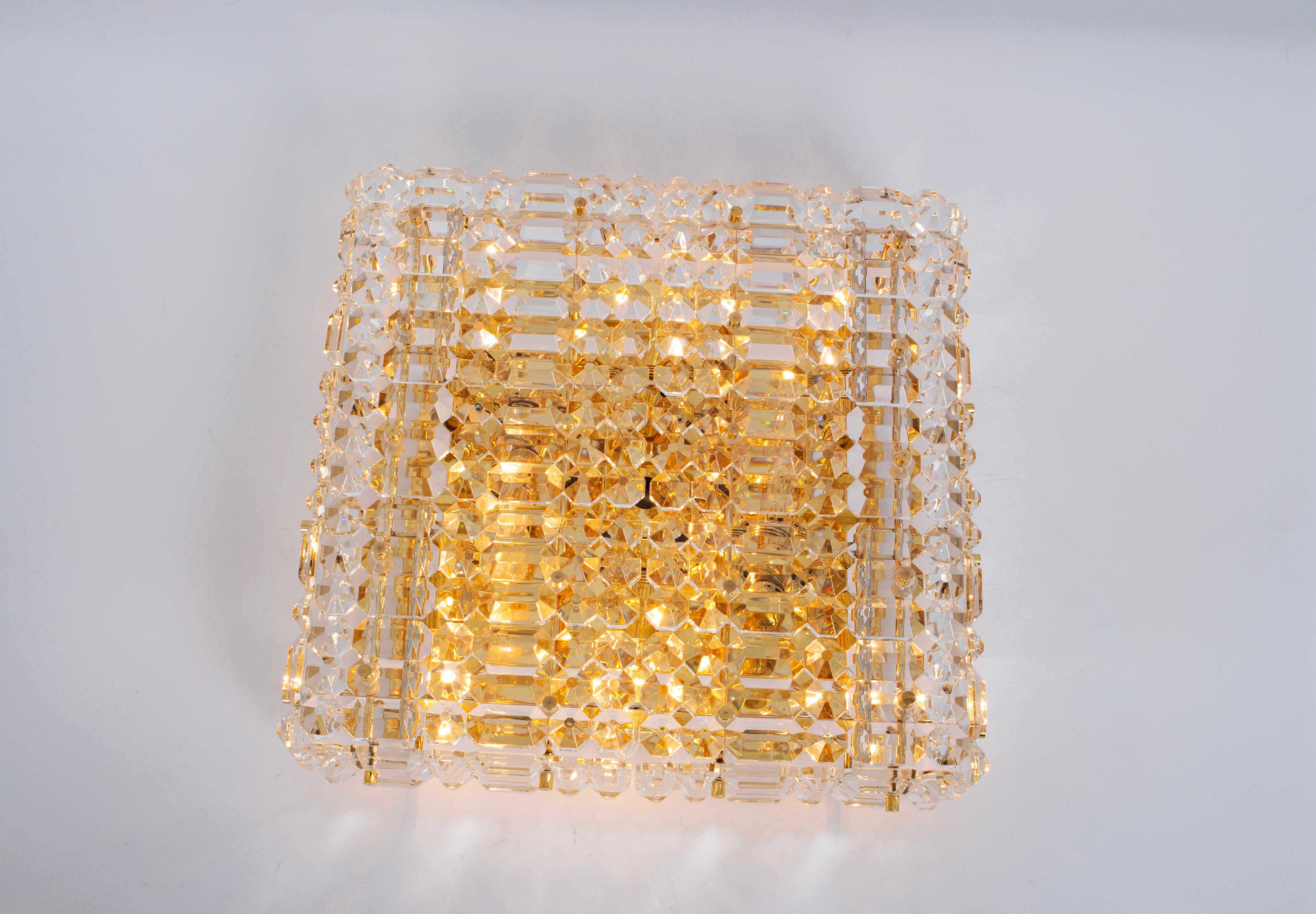 Large Flushmount Faceted Crystal Light Fixture by Kinkeldey , Germany, 1960s For Sale 3