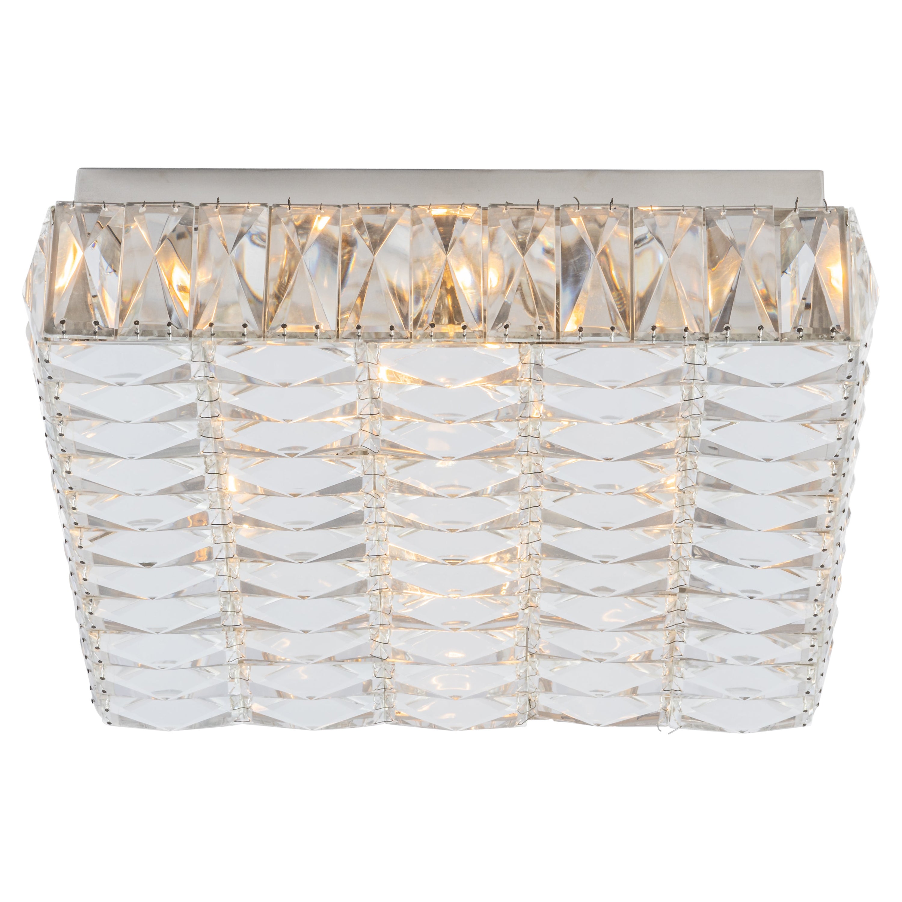 Large Flushmount Faceted Crystal Light Fixture by Kinkeldey , Germany, 1960s For Sale