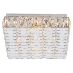 Large Flushmount Faceted Crystal Light Fixture by Kinkeldey , Germany, 1960s