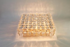 Large Flushmount Faceted Crystal Light Fixture by Kinkeldey, Germany, 1970s