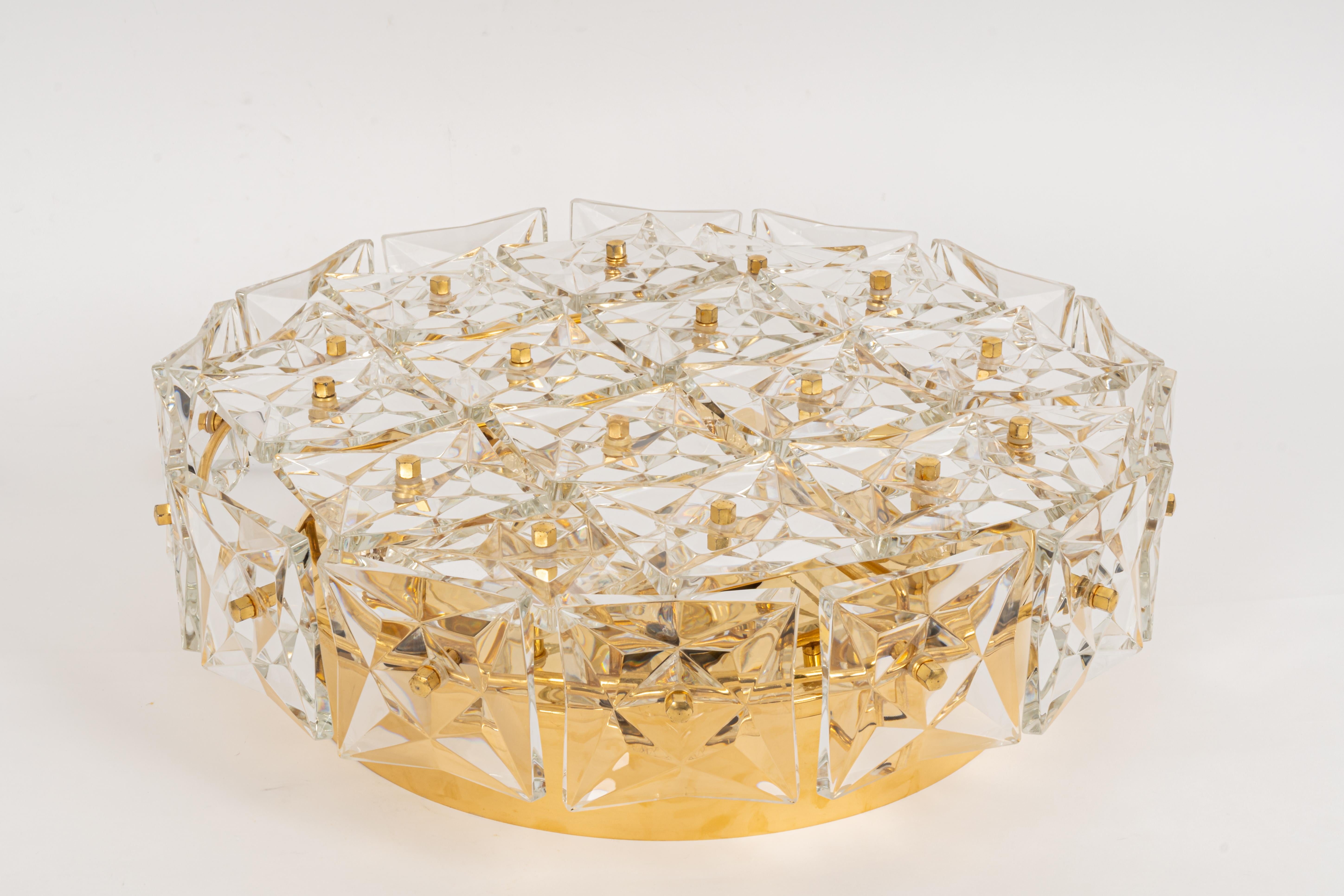 Large Flushmount Faceted Crystal Light Fixture by Kinkeldey, Germany, 1970s In Good Condition For Sale In Aachen, NRW