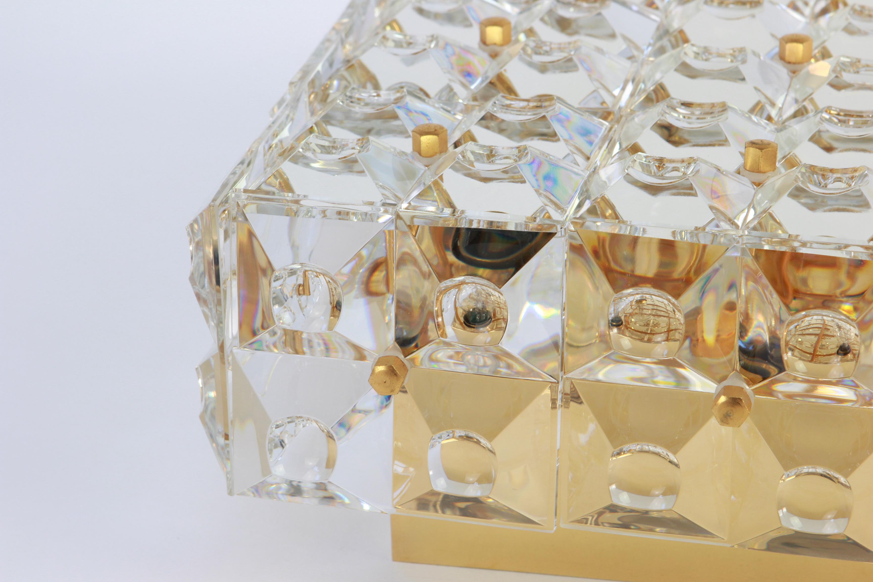 Large Flushmount Faceted Crystal Light Fixture by Kinkeldey, Germany, 1970s For Sale 3