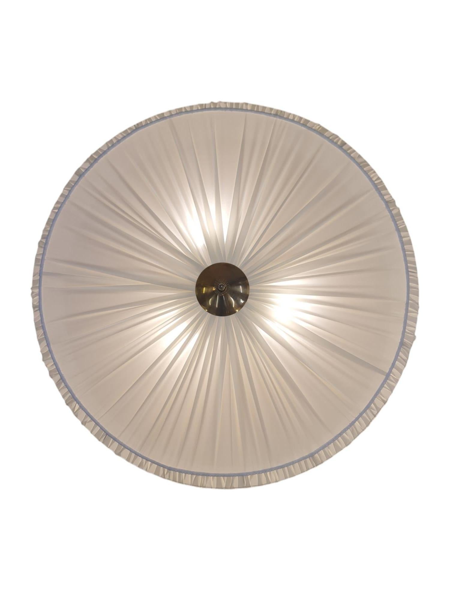 Grande plafoniera modello 75-204 in ottone e tessuto, Stockmann Tukku 1950s in vendita 4