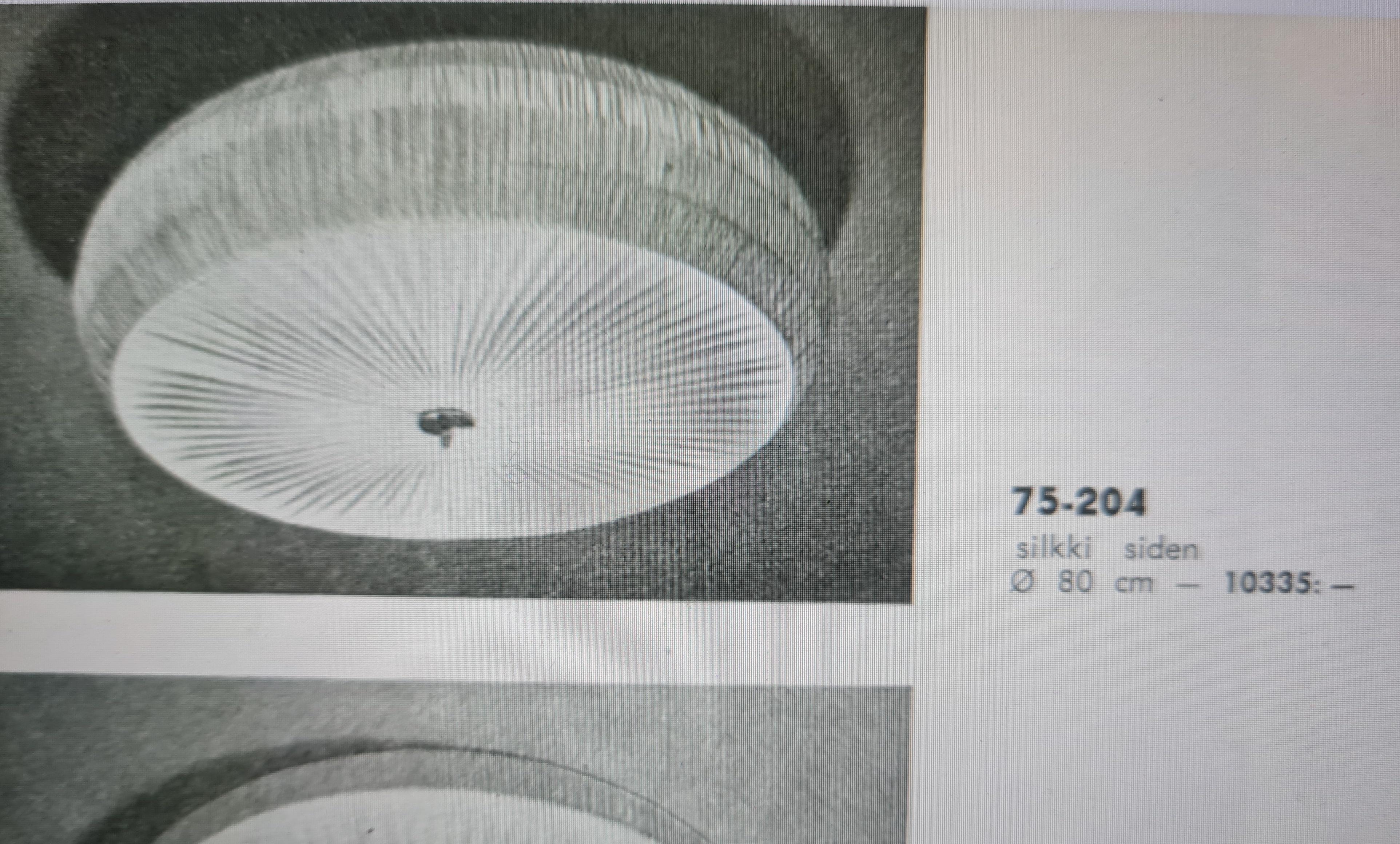 Finlandese Grande plafoniera modello 75-204 in ottone e tessuto, Stockmann Tukku 1950s in vendita