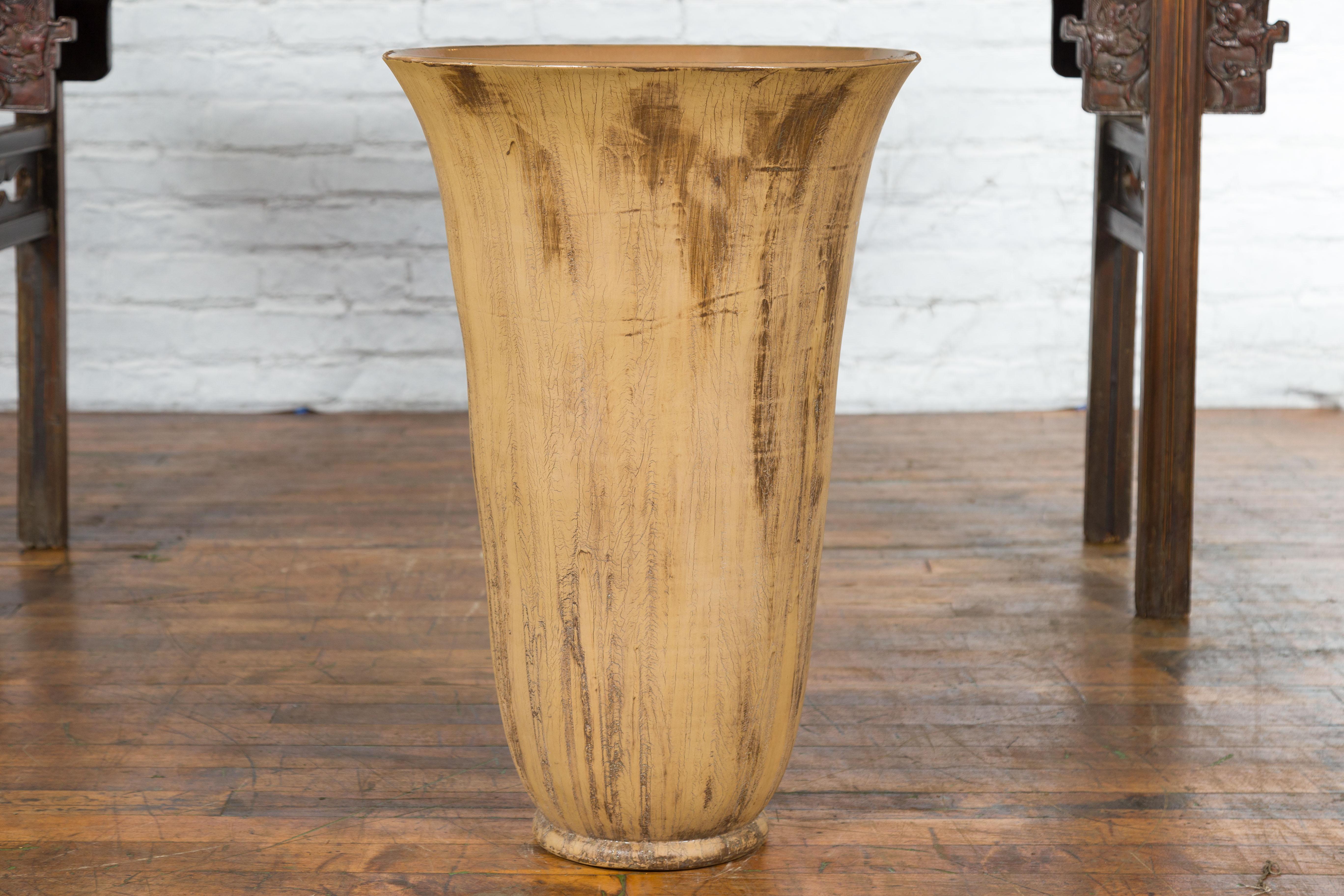 Large Flute Shaped Contemporary Vase with Textured Design For Sale 7