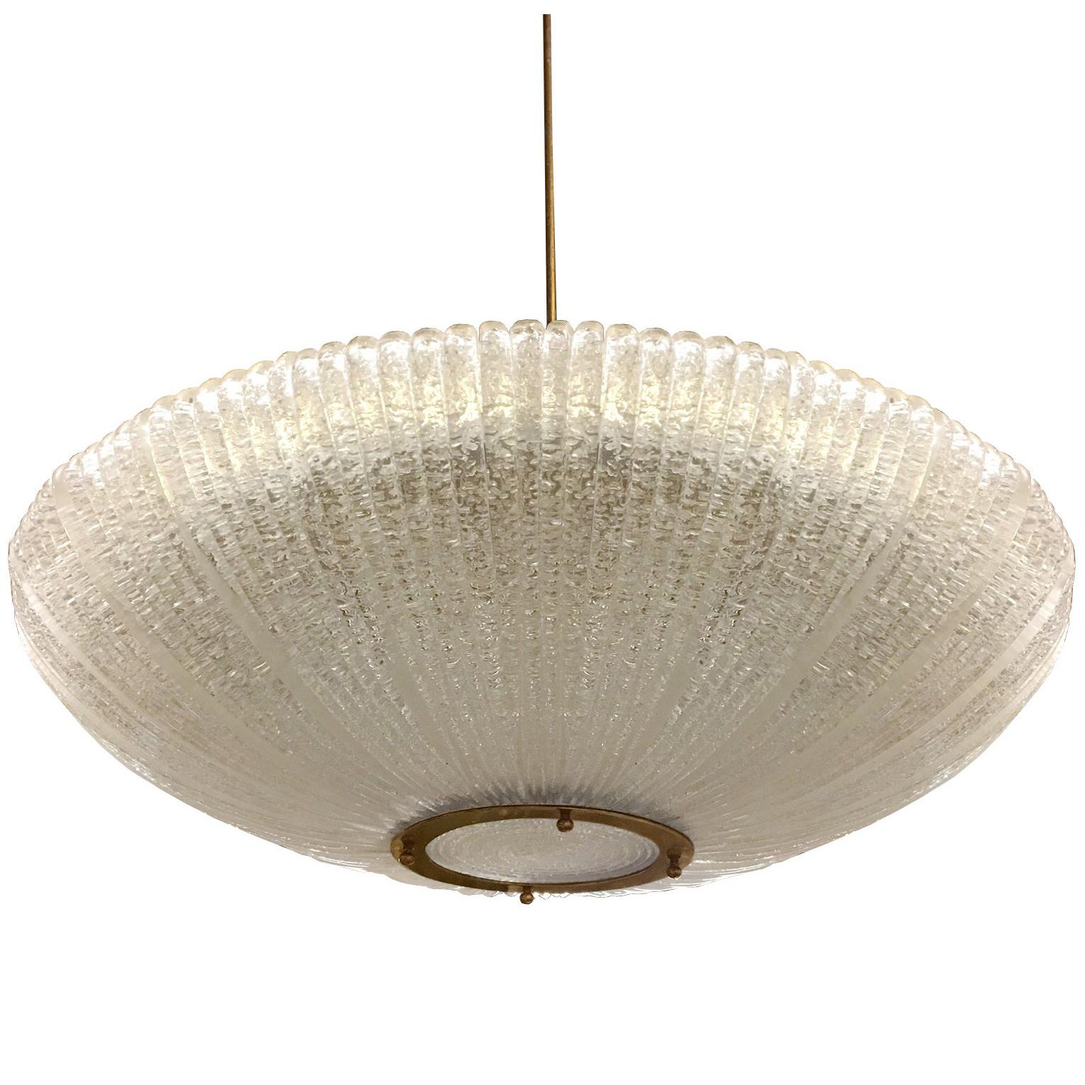 Large Fluted Glass Chandelier by Venini, 1960s For Sale