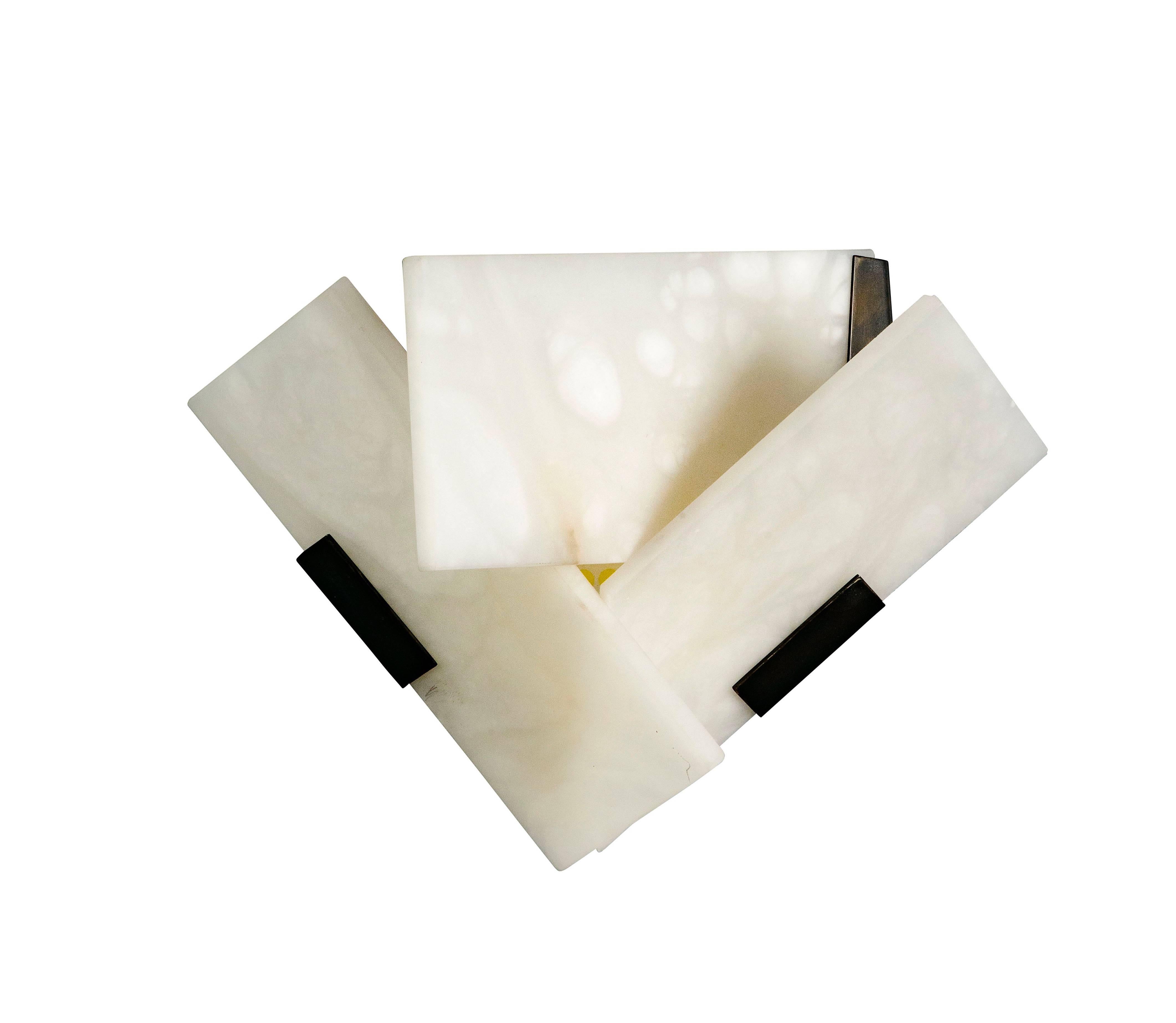Modern Large 'Fly 3' Alabaster Sconce in the Manner of Pierre Chareau For Sale