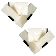 Large 
Fly 3
 Alabaster Sconce in the Manner of Pierre Chareau