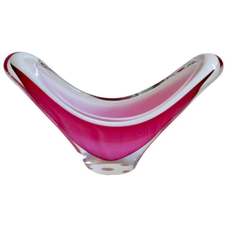 Large Flygfors Bubble Gum Glass Center Piece For Sale at 1stDibs