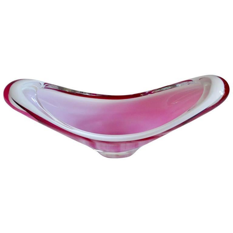 Large Flygfors Bubble Gum Glass Center Piece For Sale at 1stdibs