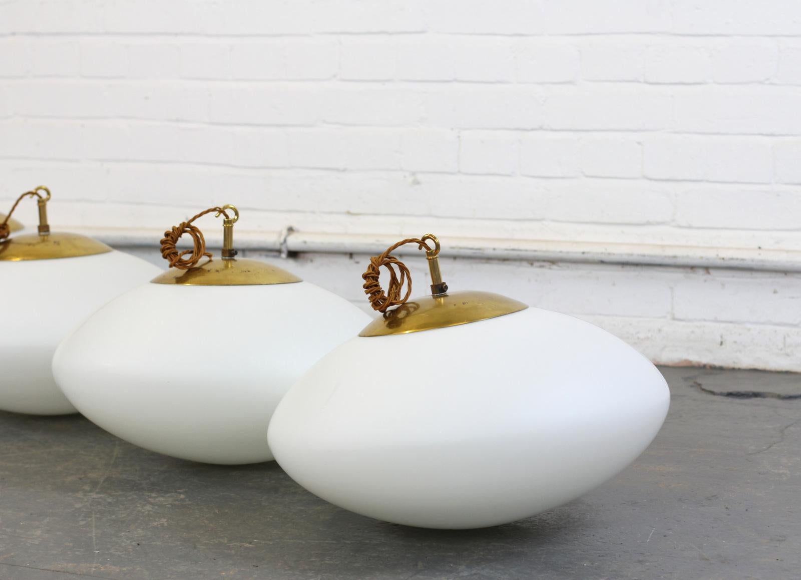 Mid-20th Century Large Flying Saucer Midcentury Opaline Lights
