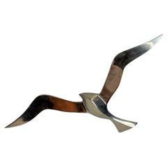 Large Flying Swallow Bird Nickel Metal Wall Decoration Vintage, 1960s