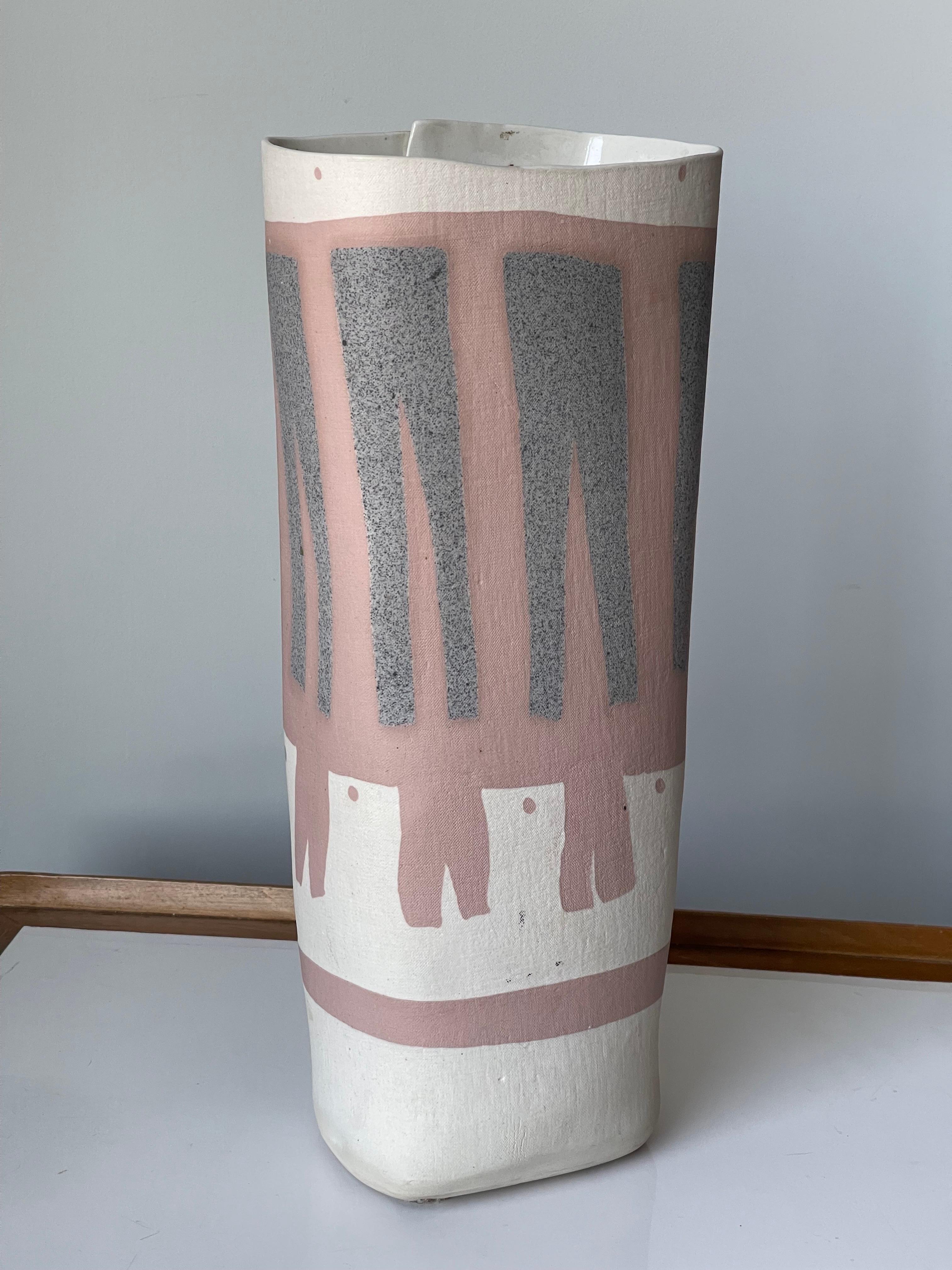 Large Folded Ceramic Vase by Weissmin, 1982 For Sale 9
