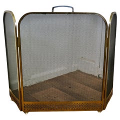 Large Folding Brass Fire Guard
