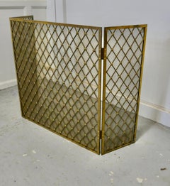 Large Folding Brass Fire Screen
