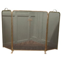 Used Large Folding Brass Mesh Fire Guard for Inglenook Fireplace