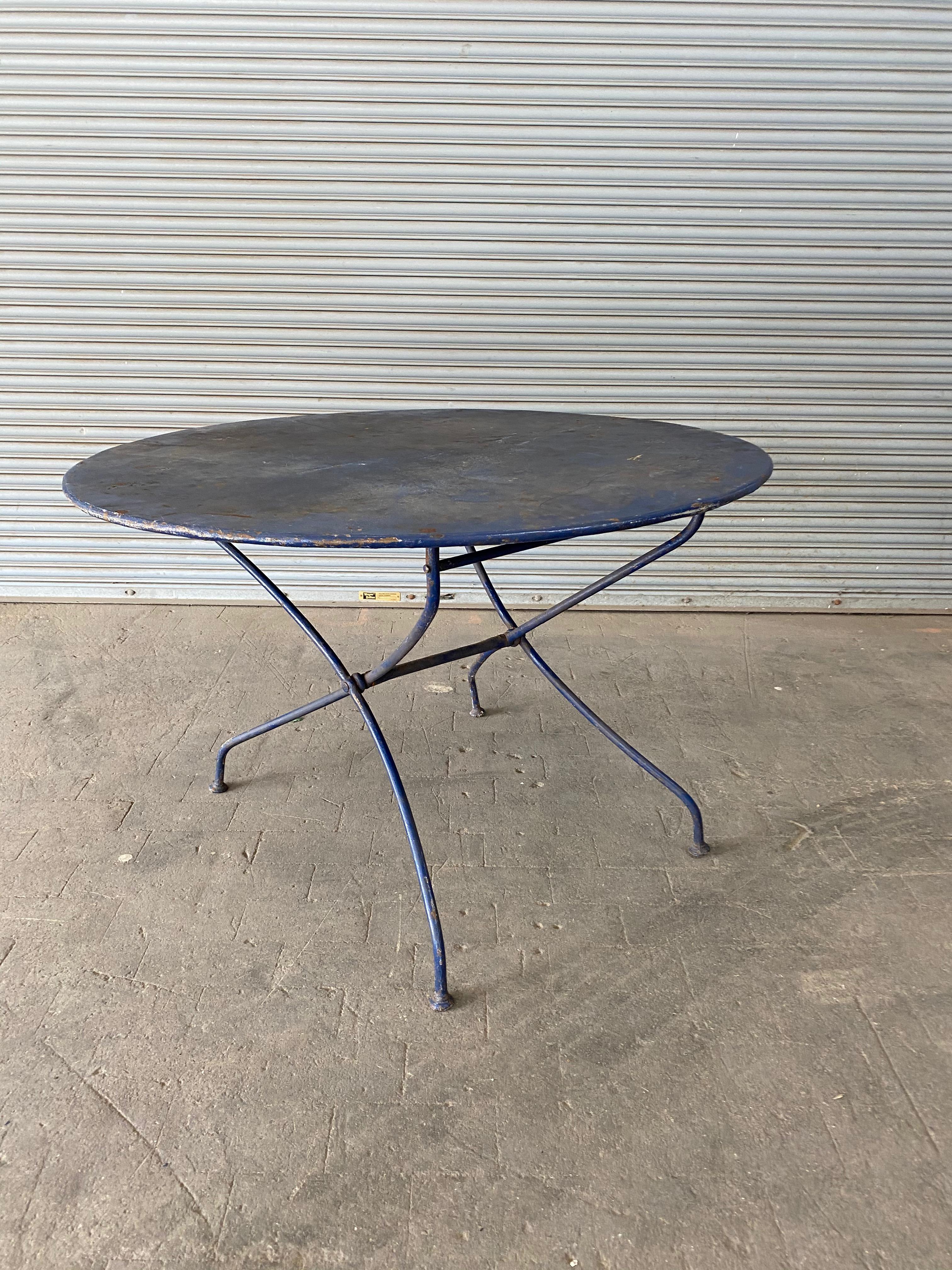 20th Century Large Folding Painted Iron French Garden Table For Sale