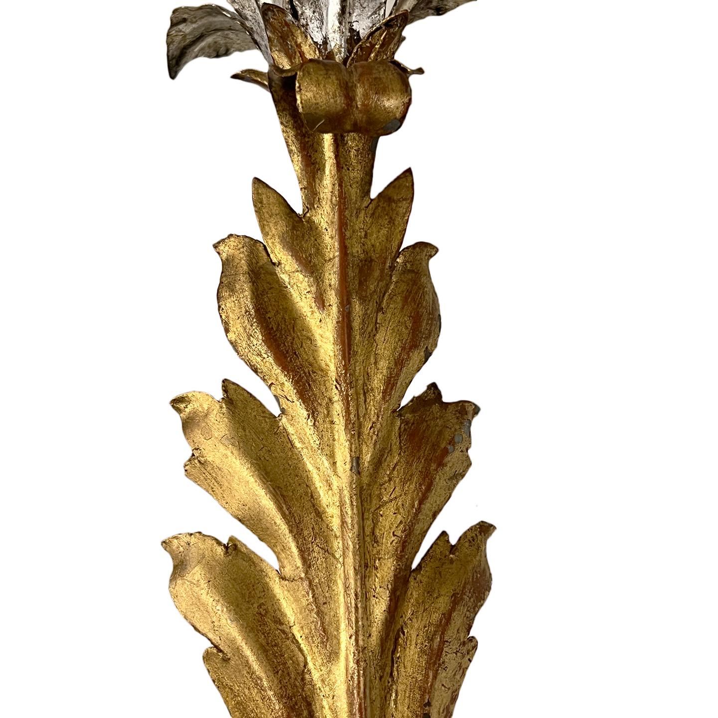 Large Foliage Gilt Metal Sconces In Good Condition For Sale In New York, NY