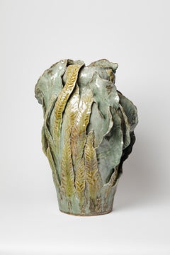 Large foliage glazead stoneware vase by Magali Wagner, 2026.