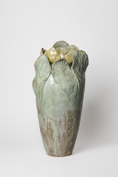Large foliage glazead stoneware vase by Magali Wagner, 2026.