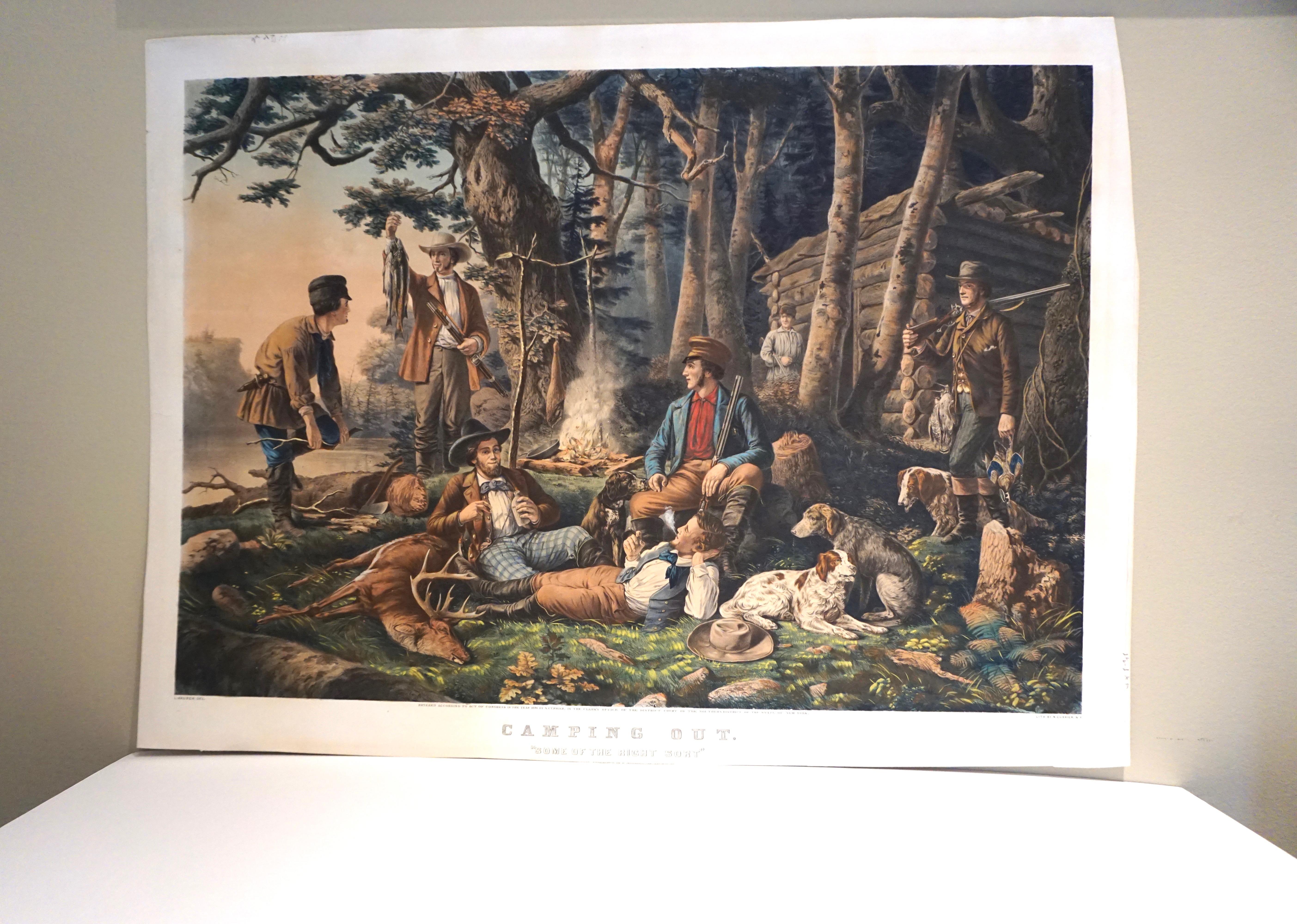 Victorian Large Folio N. Currier Colored Lithograph 
