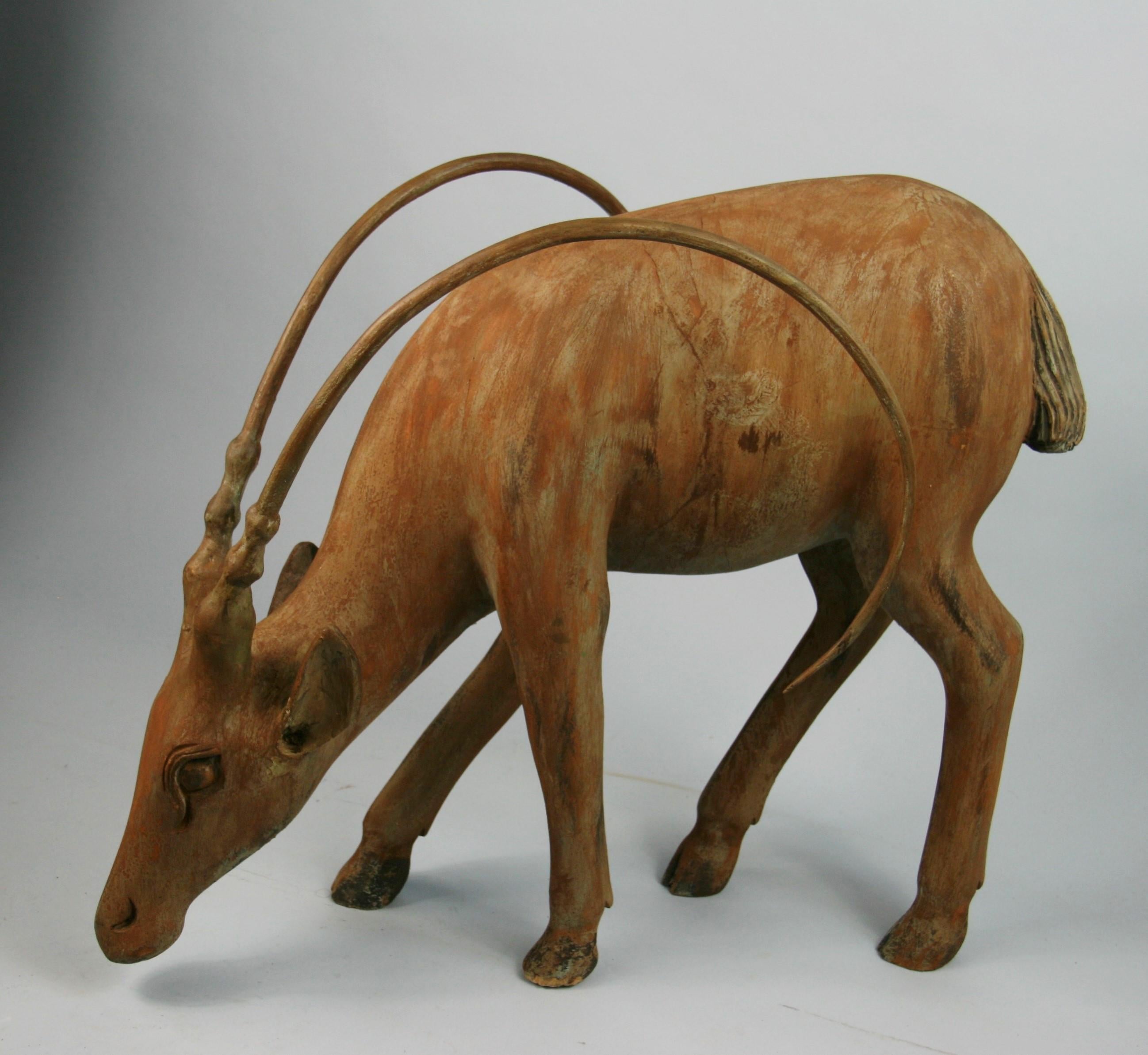 3=579 oversized carved wood Ibex.