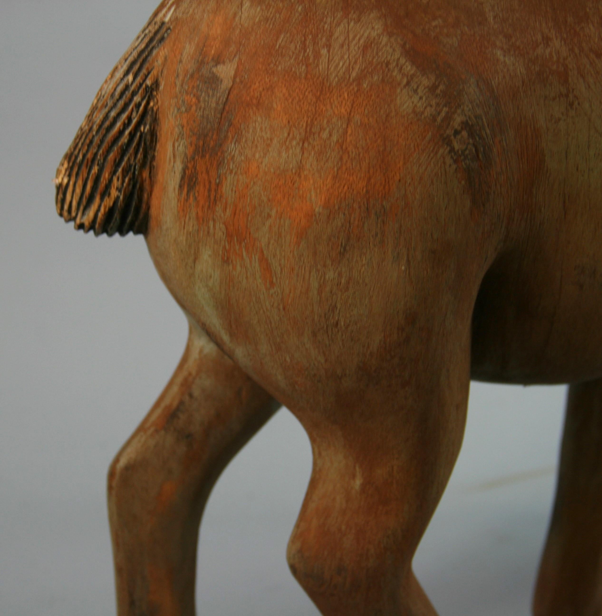 Large Folk Art Carved Wood Animal 'Ibex' Sculpture 3